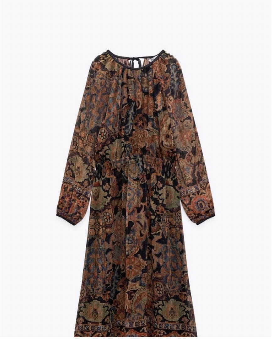 ZARA プリントミディワンピース　マルチカラー