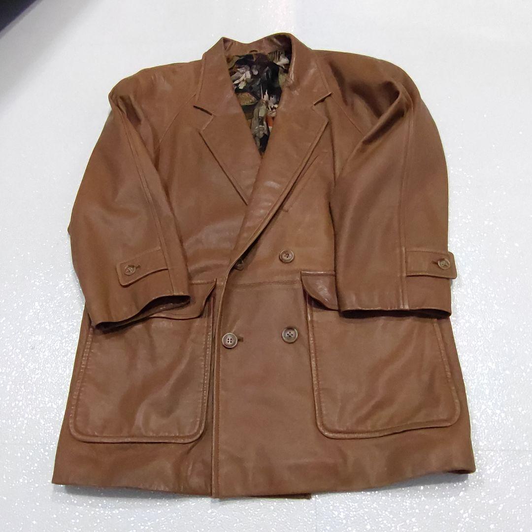 【メンズ XL相当】ランバン　内部総柄　ラムレザー　ジャケット 本革