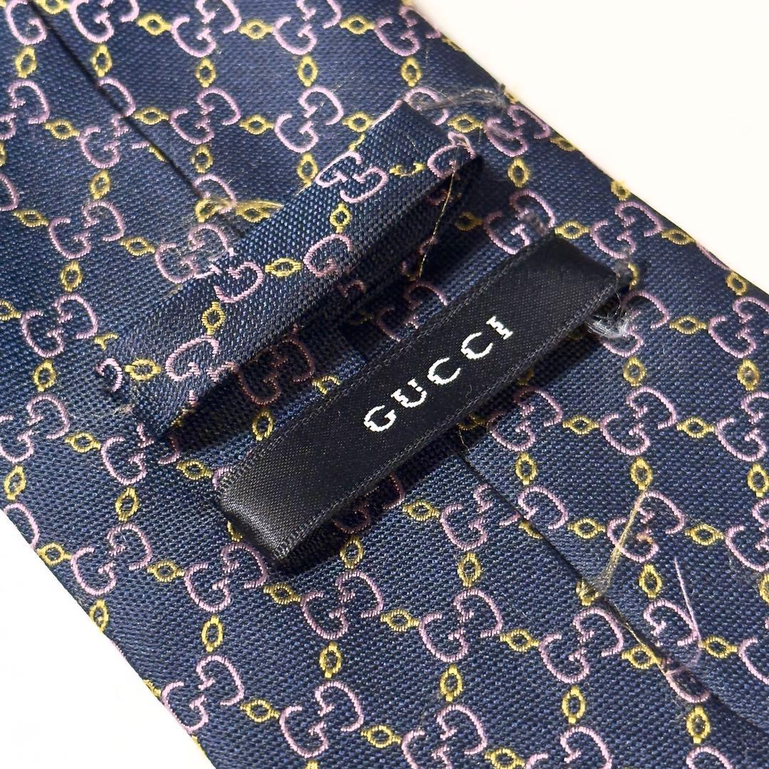【良品】 GUCCI グッチ GG柄 ネイビー系 ネクタイ