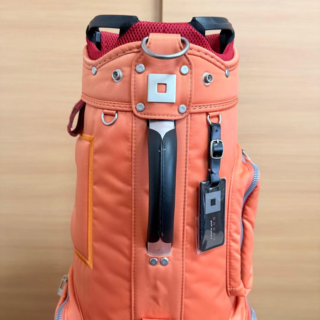 ONOFF キャディバッグ オレンジ 4分割 カート型 自立式 ゴルフ オノフ