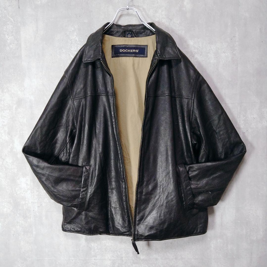 ✨良品✨DOCKERS 本革 レザー ジャケット ブラック 牛革 90s