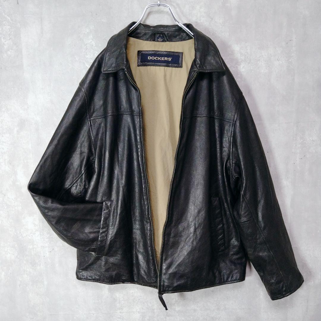 ✨良品✨DOCKERS 本革 レザー ジャケット ブラック 牛革 90s