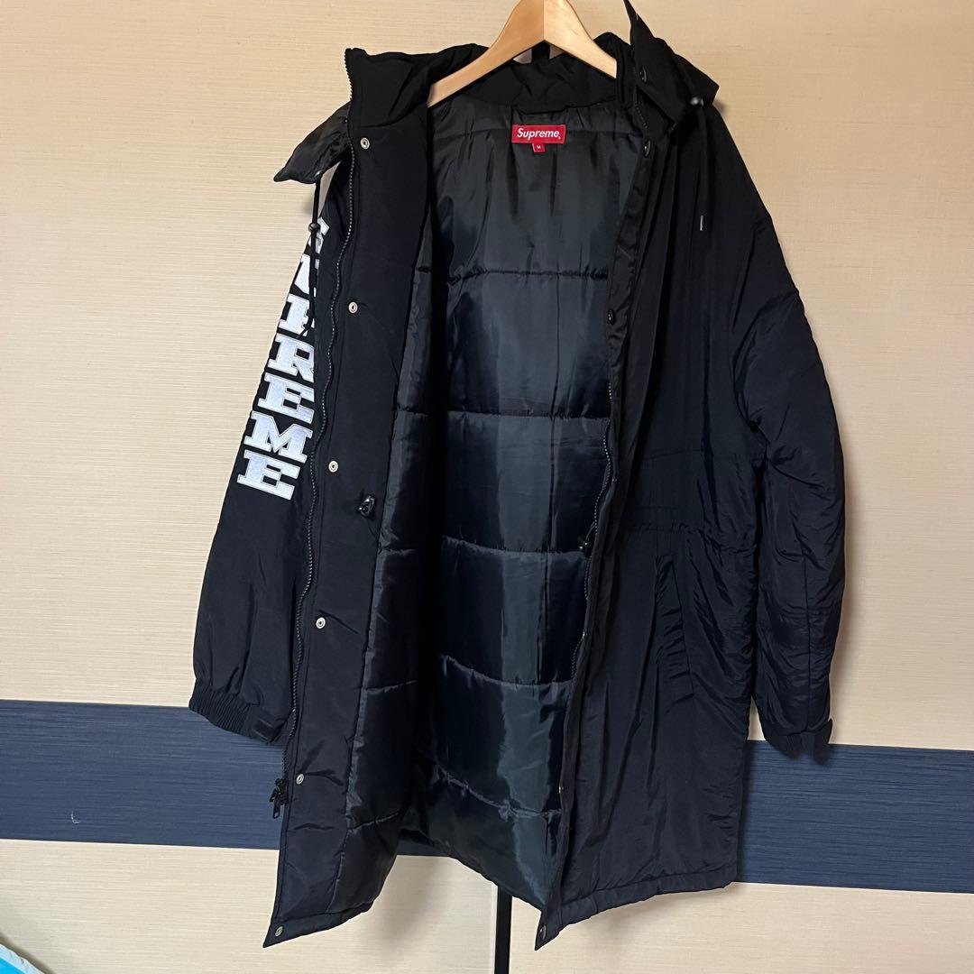 《SUPREME》美品 正規品 スリーブロゴ ベンチコート M 黒 ビックサイズ