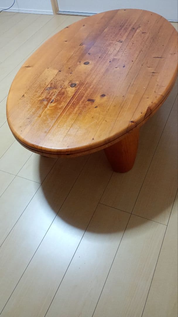 楕円形木製センターテーブル