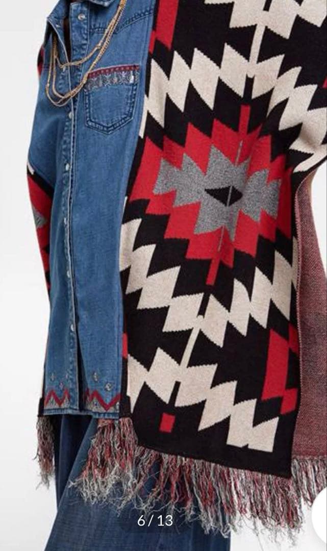 Desigual デシグアル デニムジャケット ポンチョ ゆったり ナバホ柄