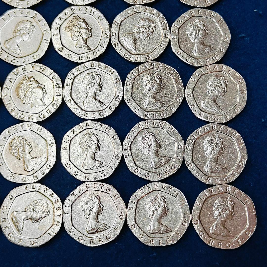 イギリス硬貨 20ペンス 56枚 約21mm エリザベス