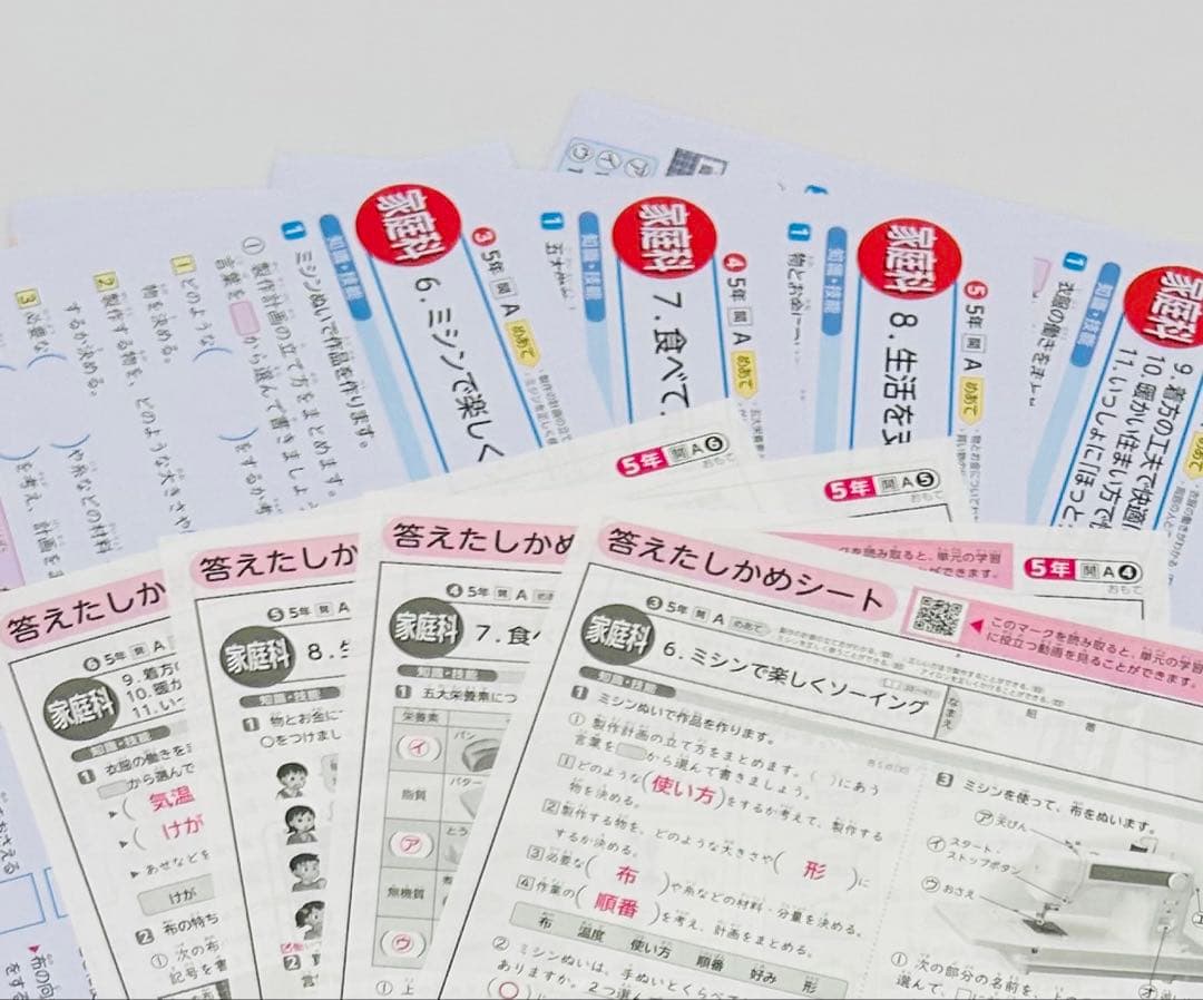小学5年生　カラー　テストプリント　答えたしかめ、見なおしシート　まとめ売り
