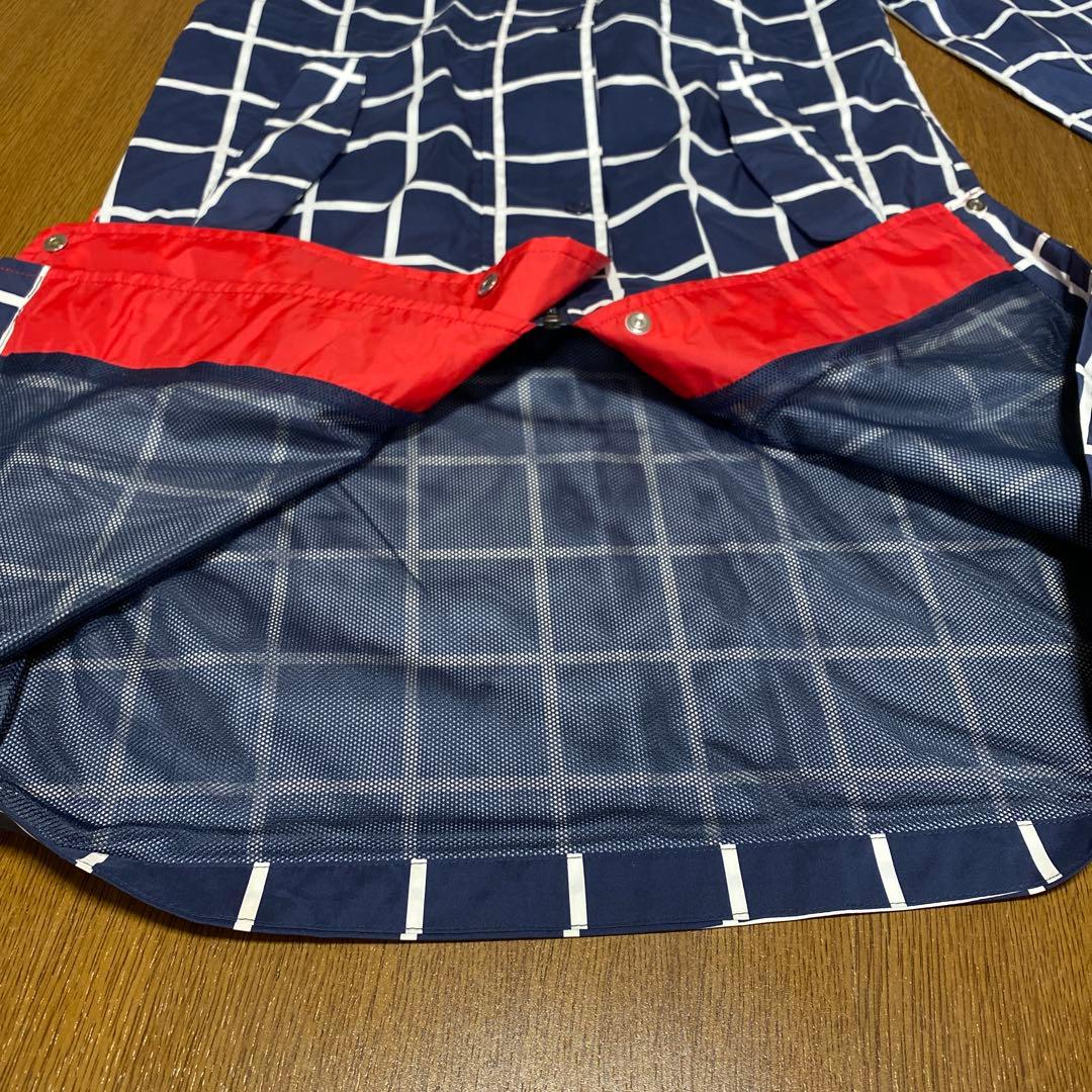 ルコック　ゴルフ　レイン　ワンピース　ネイビー　白　フード付　レディースＳ　美品