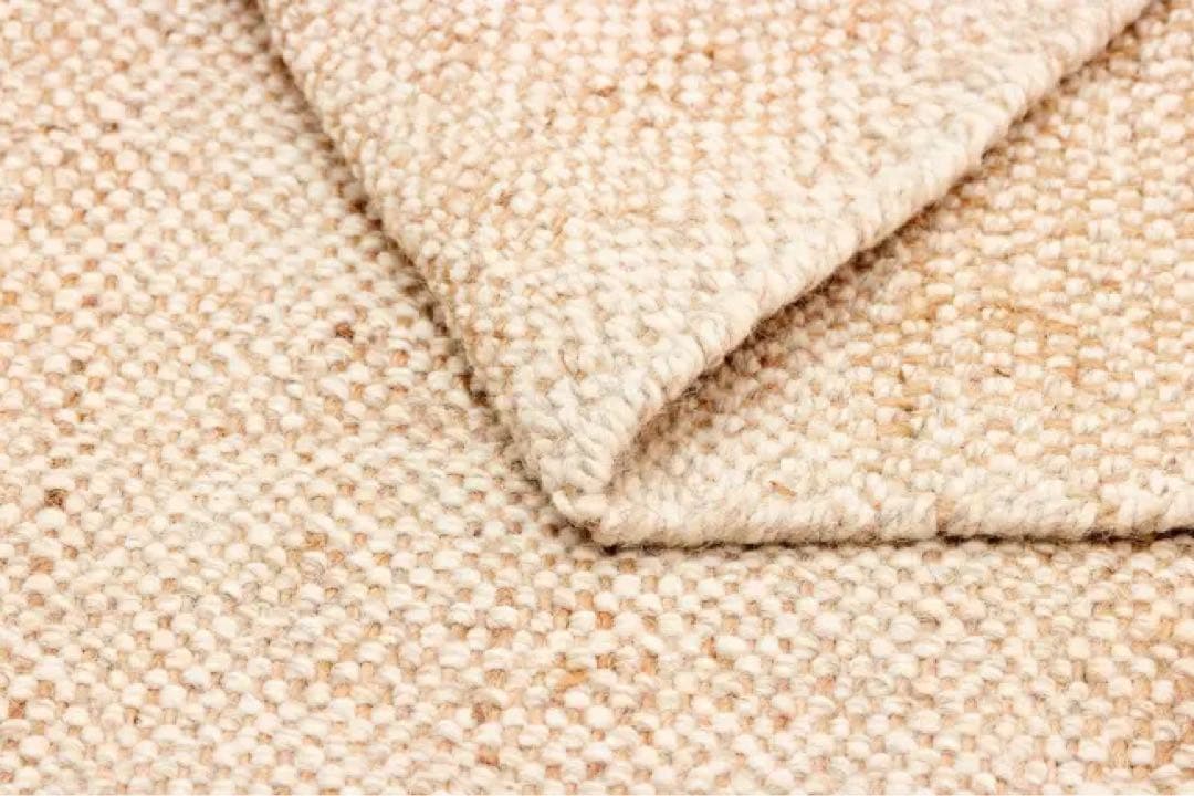 【定価15万円】高級 ジュート ウール ラグ ベージュ インド ハンドメイド