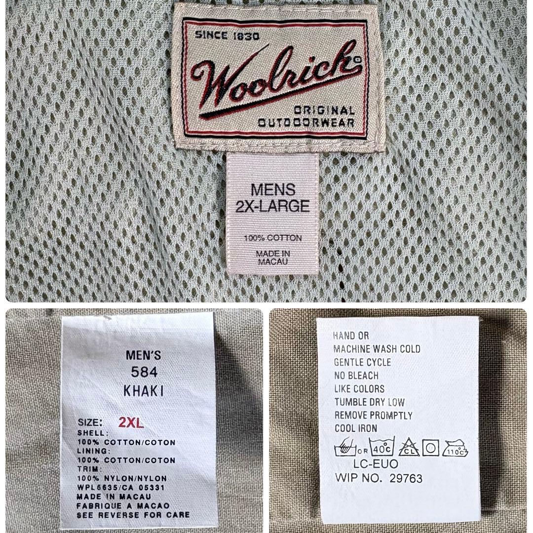 【希少】Woolrich90sフィッシングベスト2XLカーキフェード　ビンテージ