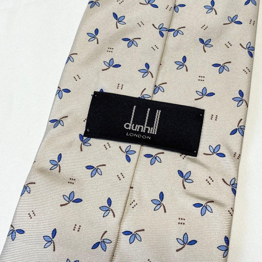 ◆ dunhill ダンヒル ネクタイ 未使用 総柄 シルク アイボリー系