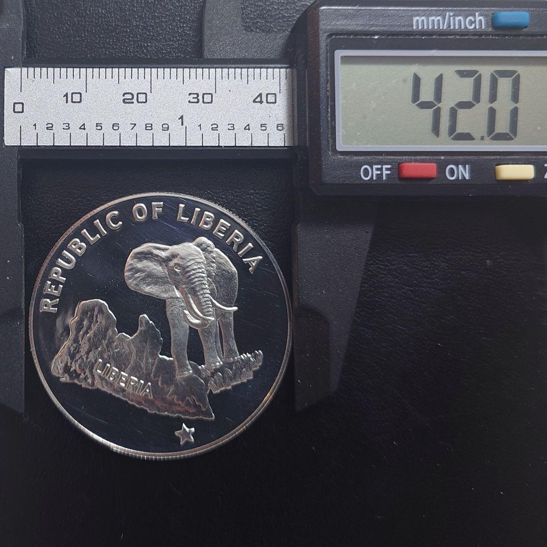 1973年 リベリア銀貨 5ドル エレファント記念銀貨silver900 34g