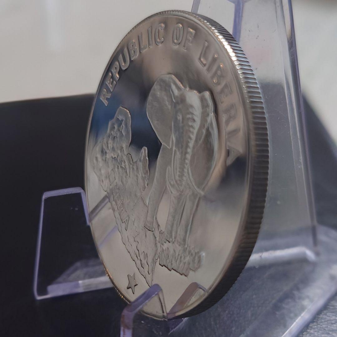 1973年 リベリア銀貨 5ドル エレファント記念銀貨silver900 34g