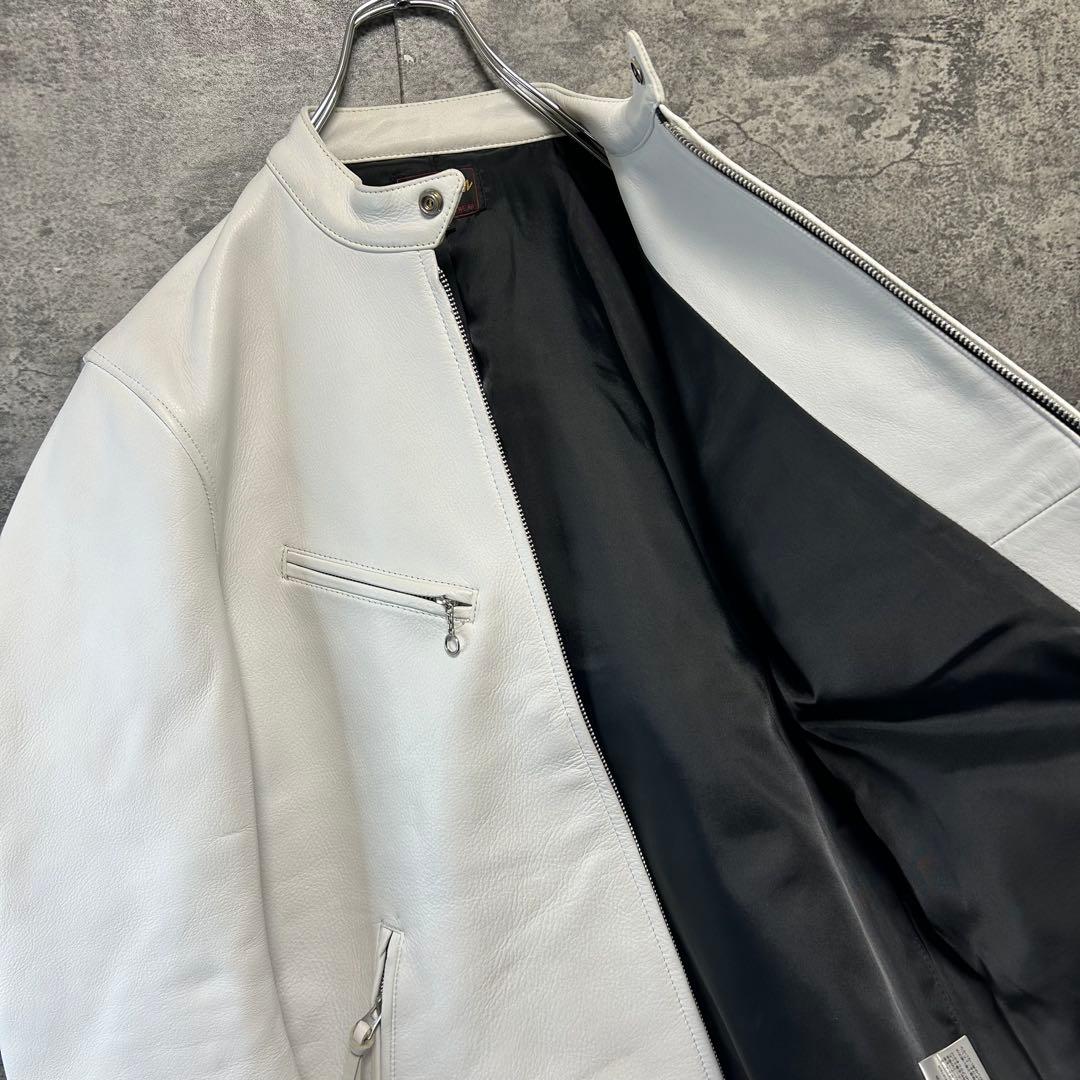 美品　FREEDOM 本革シングルライダース　レザージャケット　42サイズ　牛革