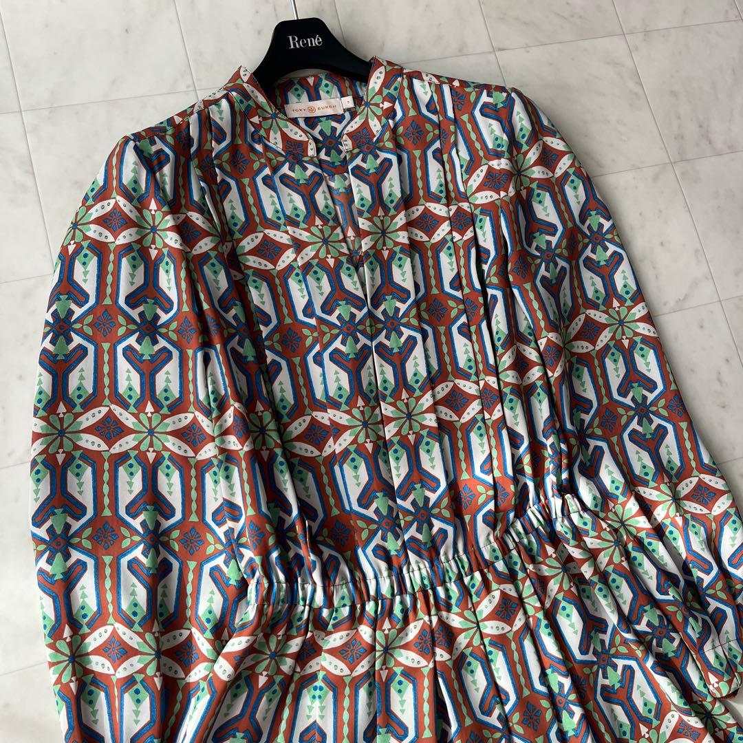 美品♡TORY BURCH トリーバーチ 総柄 プリーツ マキシ丈 ワンピース