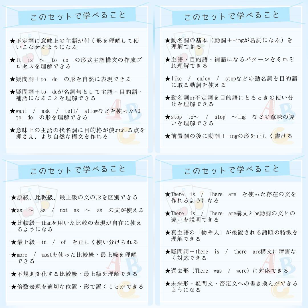 【中2フルパッケージ】単元別英文法カード　中学生　テスト　復習　予習　参考書