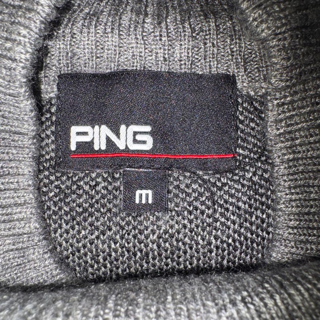 オシャレ PING ダブルジャガードタートルネックセーター