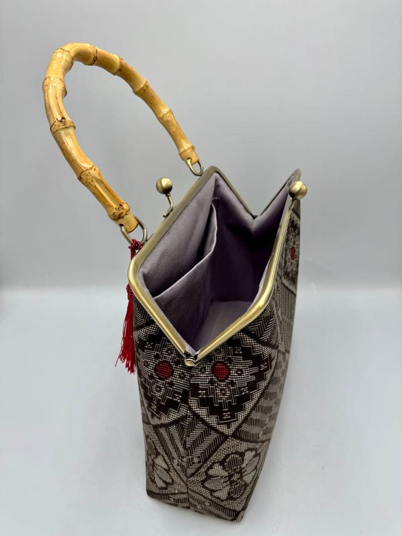 【ハンドメイド】 大島紬 着物リメイク　ハンド バッグ3点セット #328