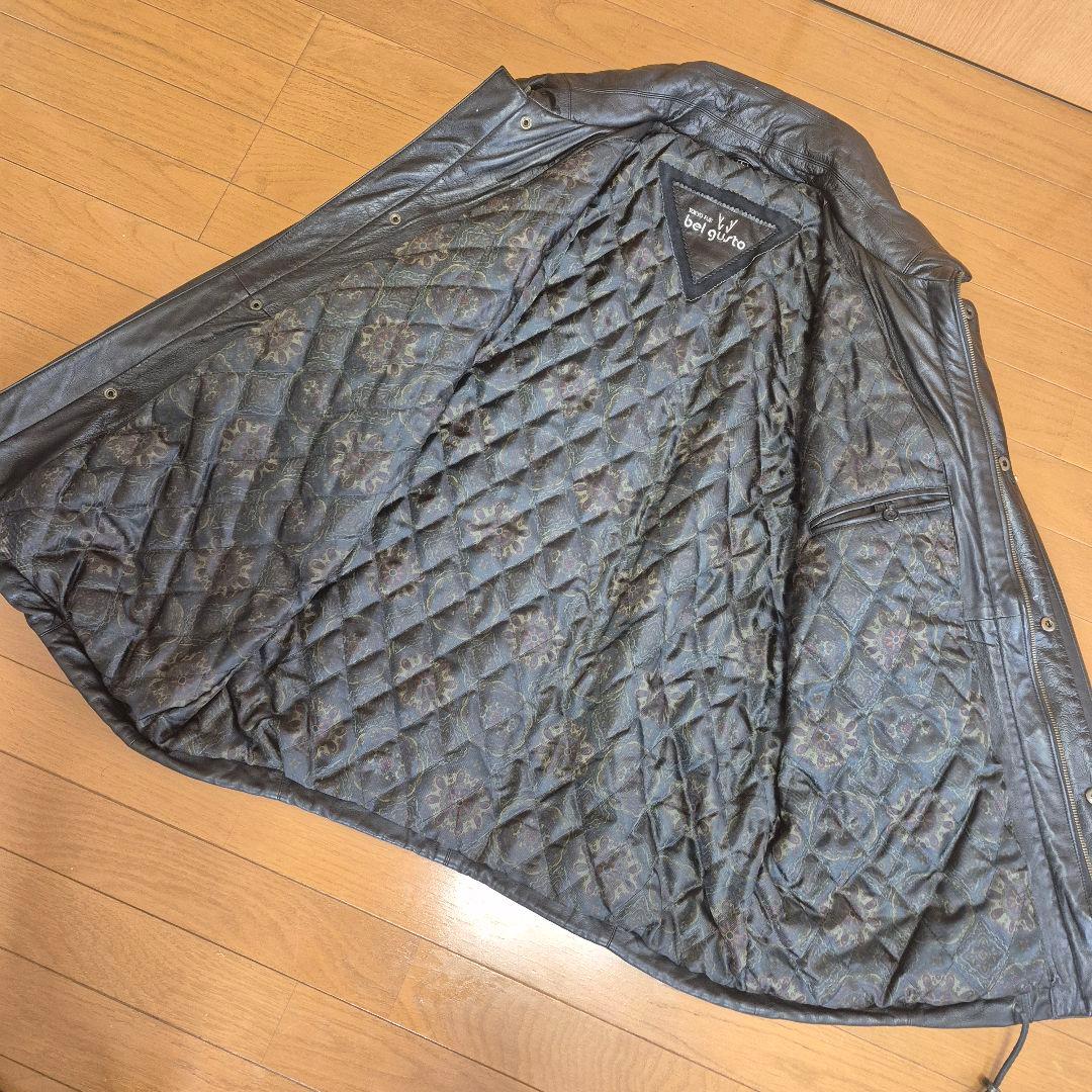 ラムレザー　レザージャケット カーコート　スタンドカラー　モード　希少デサイン
