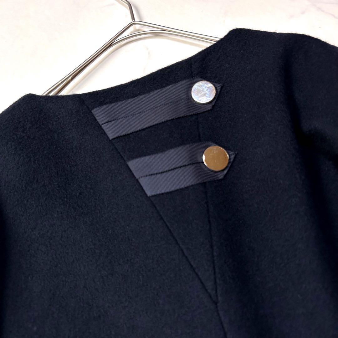 美品 cen. セン ウール ポンチョコート ネイビー ワイド 定価3.8千円