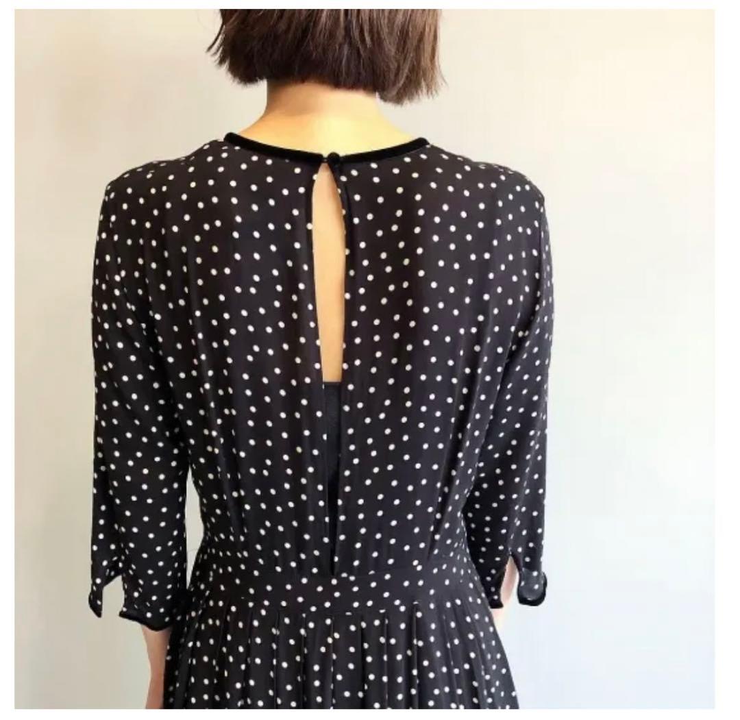 美品✨SINME シンメ ドット ロングワンピース ブラック S