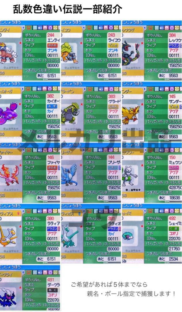 正規 乱数色違い伝説・配信ポケモン完備 メロボ乱数調整済 ポケモン プラチナ