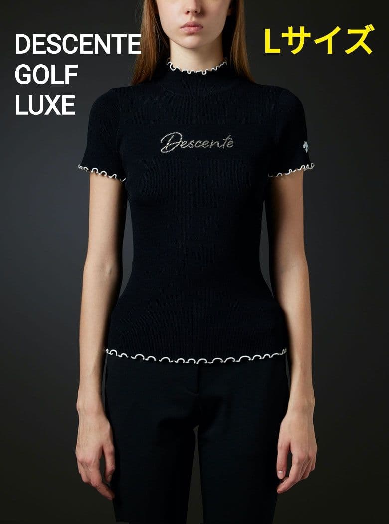【美品】DESCENTE GOLF LUXE 半袖 モックネック ニット L