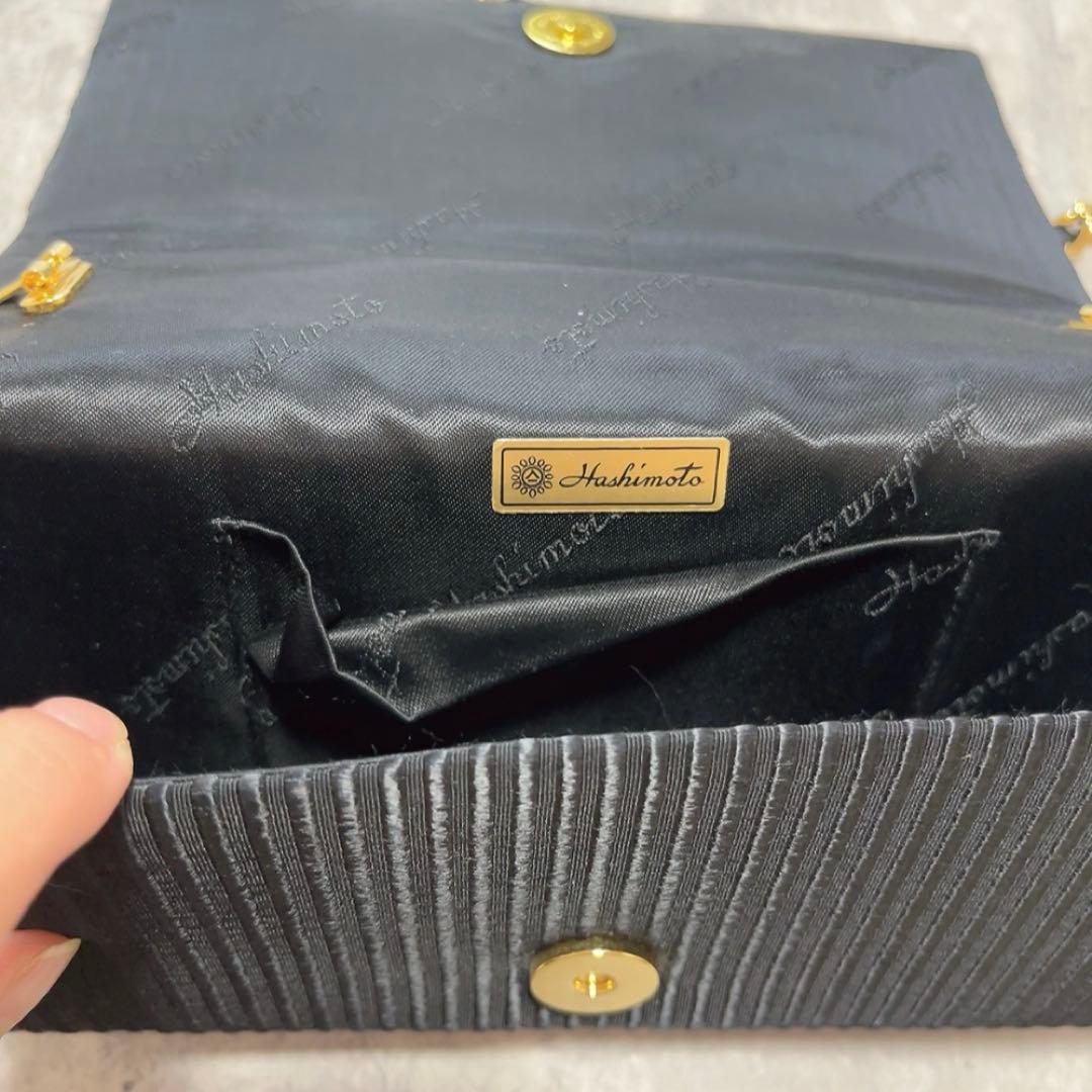 美品 ルミーはしもと ビーズバッグ パーティーバック ショルダー 黒 ゴールド