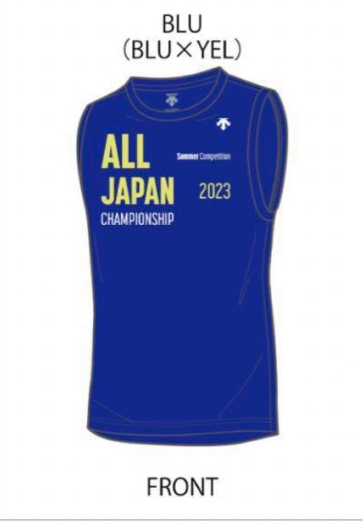 デサント インターハイ バレーボール ノースリーブ Tシャツ ブルー L