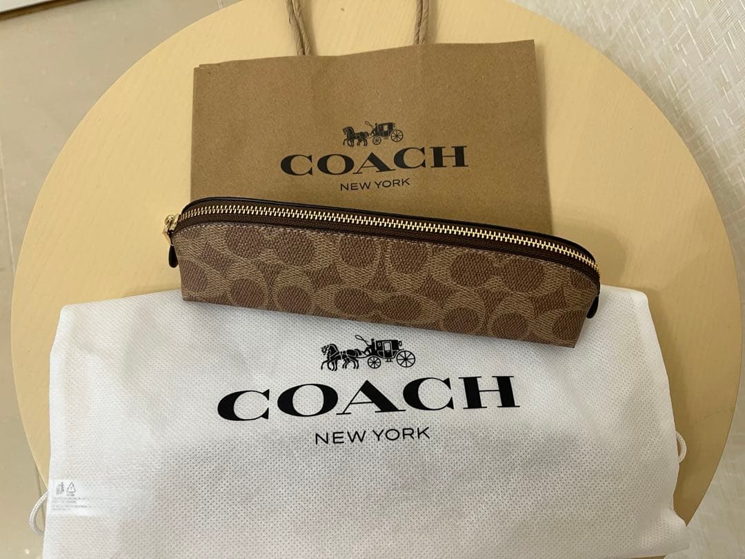 お値下げ　新品　人気✨COACH 筆箱 ブラウン キャンバスペンケース　オシャレ