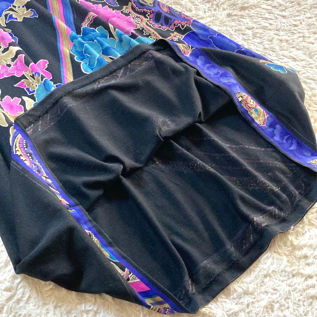 【極美品】レオナール ボタニカル フラワートリム ペイズリー ロングワンピース