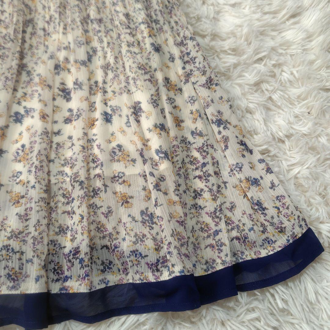 【美品♡希少42】ローズティアラ　シフォンフラワープリーツワンピース 2.7万