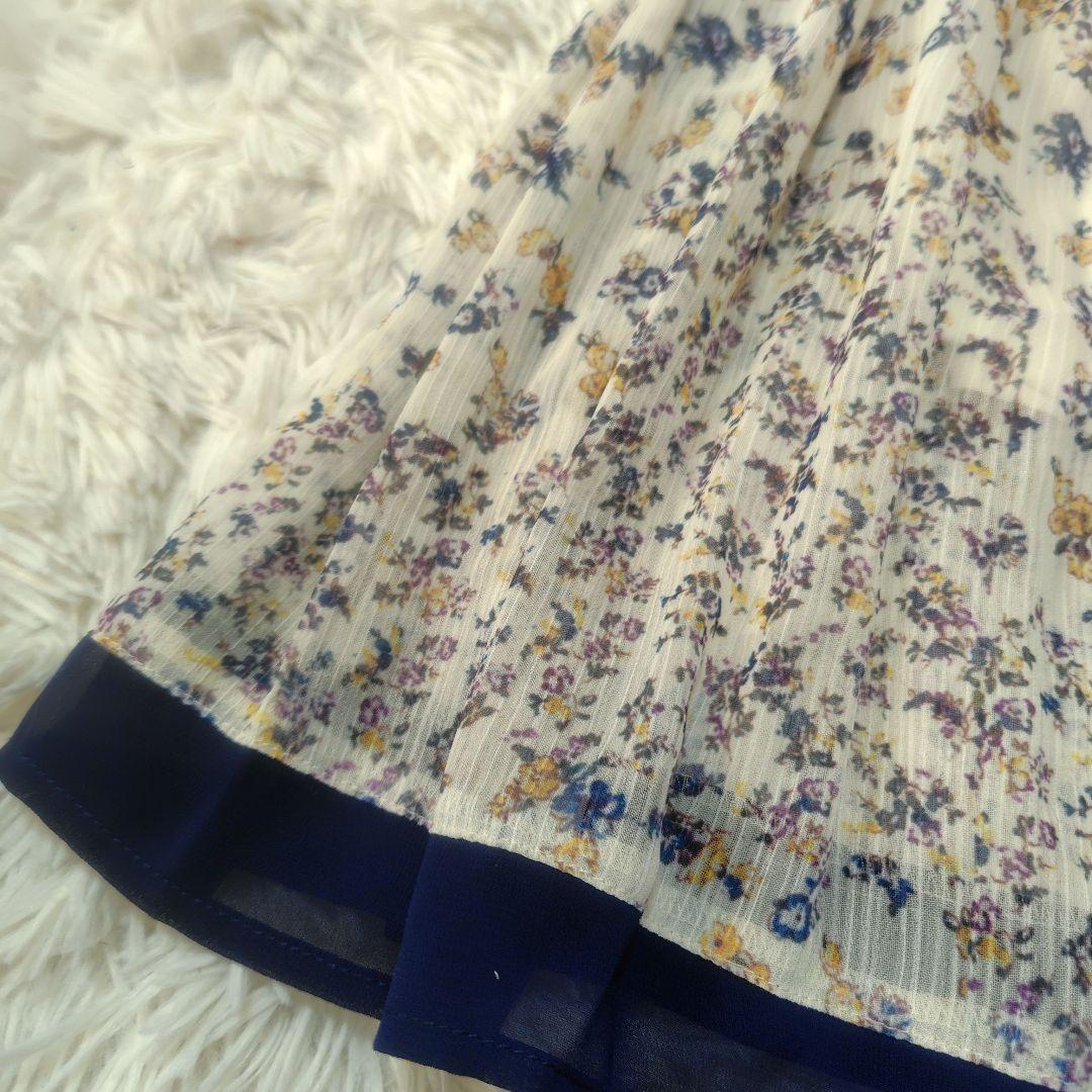 【美品♡希少42】ローズティアラ　シフォンフラワープリーツワンピース 2.7万