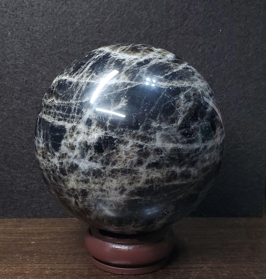 110mm1.7kg 天然!!　モリオン　黒水晶　非加工品 丸玉　置物