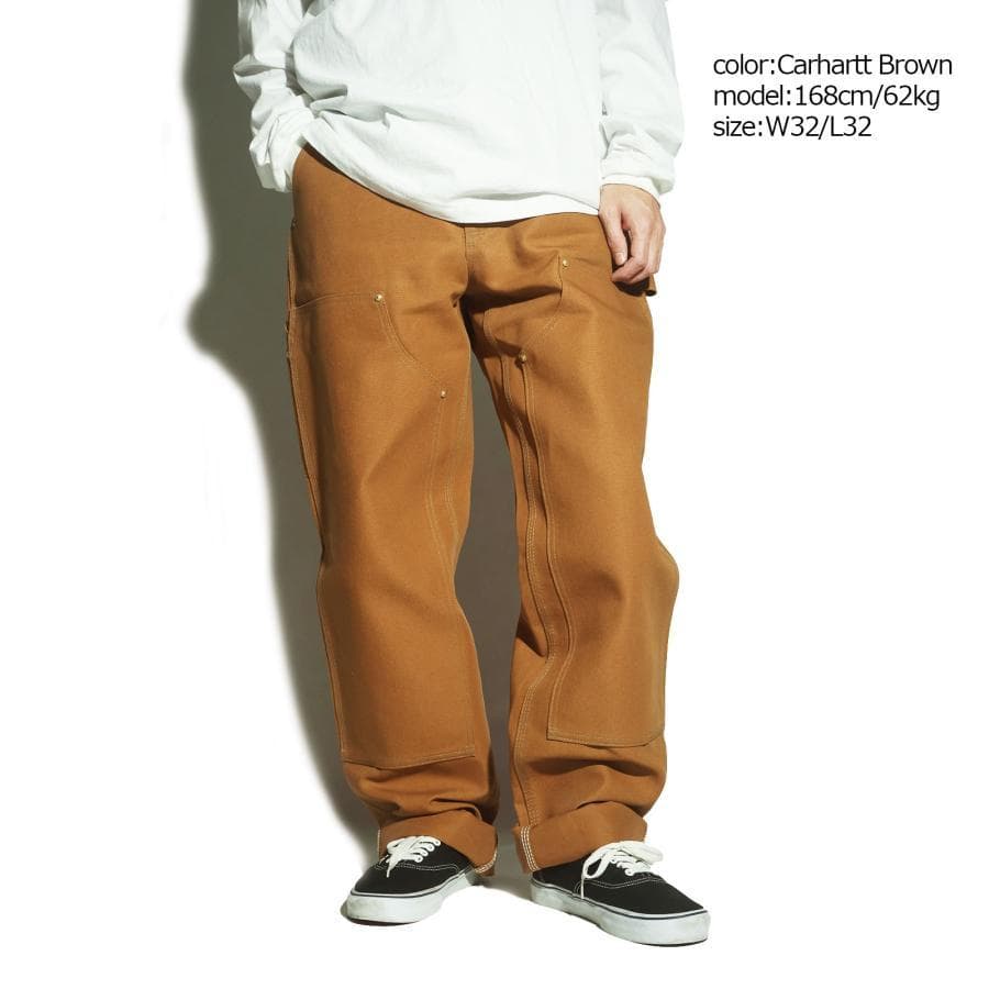 ★米国製本物W36*L32ノンウォッシュCARHARTTダブルニーB01ブラウン