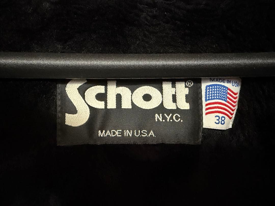Schott ブラックレザーシングルライダース 38