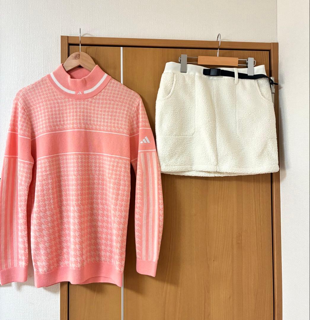 【最高級モデル】アディダスゴルフ L 上下セット 長袖＆ふわもこボアスカート　春