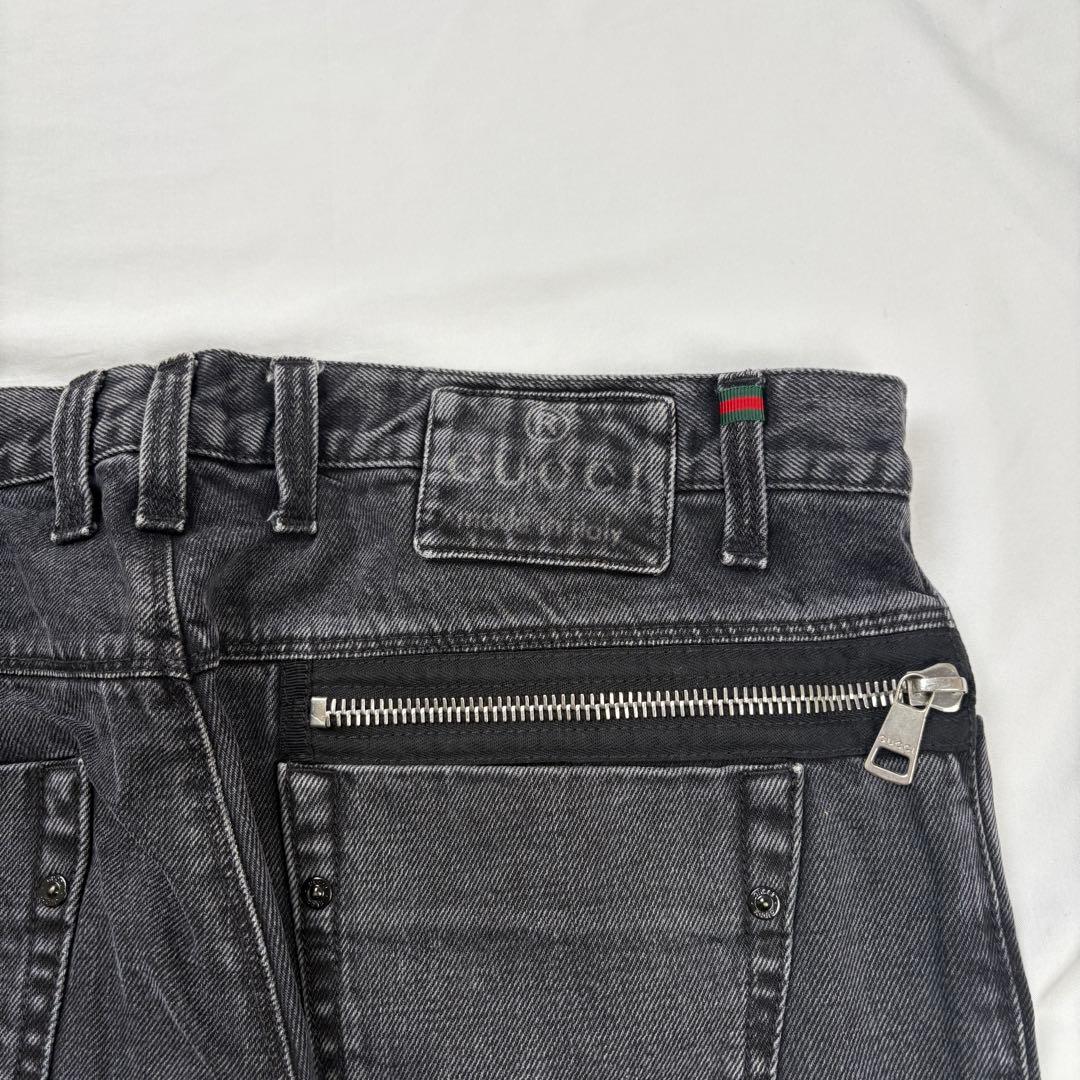 パンツ GUCCI gimmick zip straight denims black