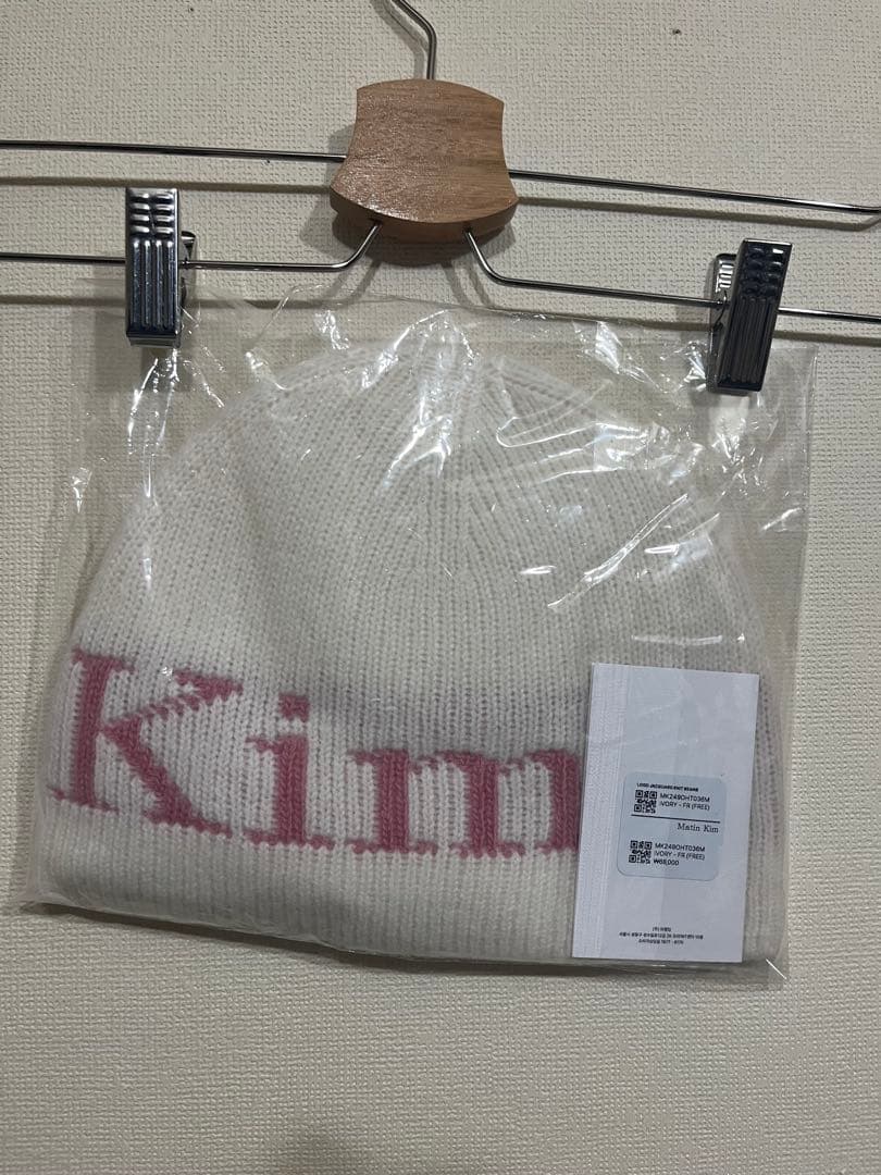 新品未使用 matin kim ビーニー　ピンク　アイボリー