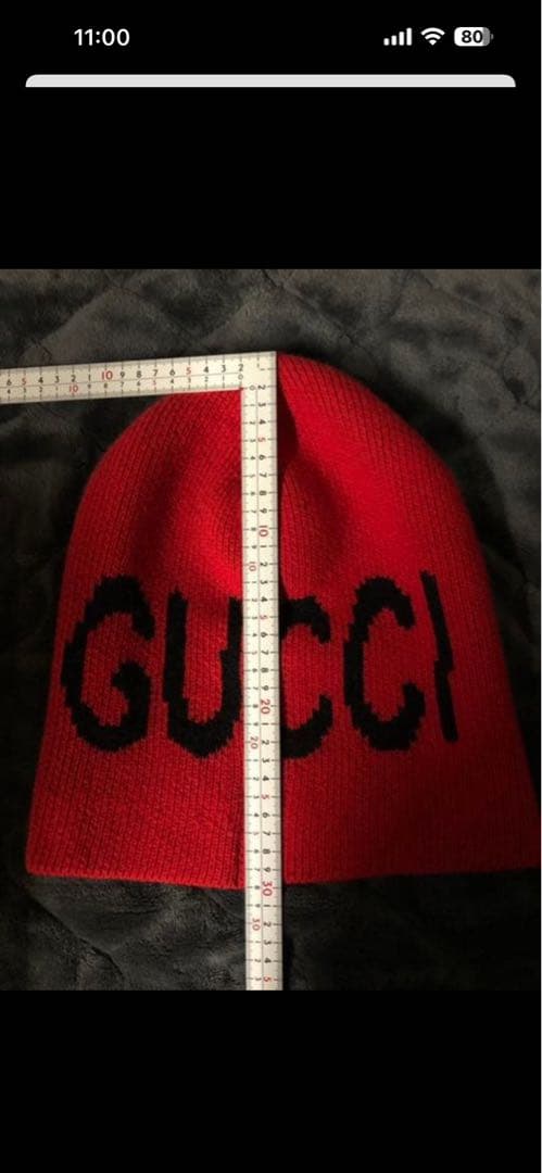 GUCCI 赤 ニット帽 バットデザイン M