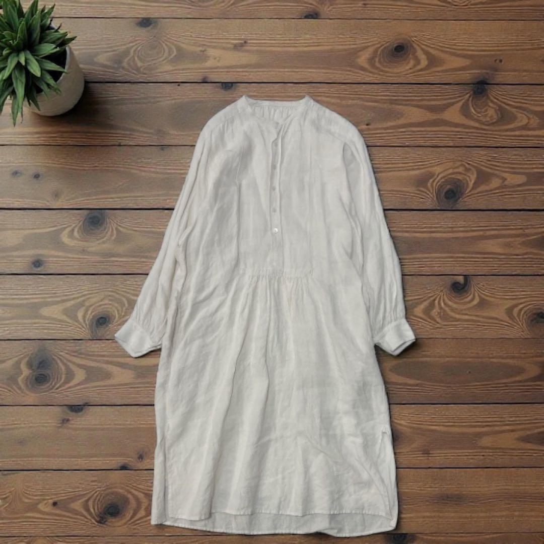 美品 rehellinen レヘッリネン 上質リネン ロングワンピース 白