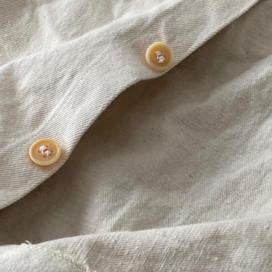 60s- 刺繍タグ フレンチワーク 針式シンチバック ホワイト　月桂樹