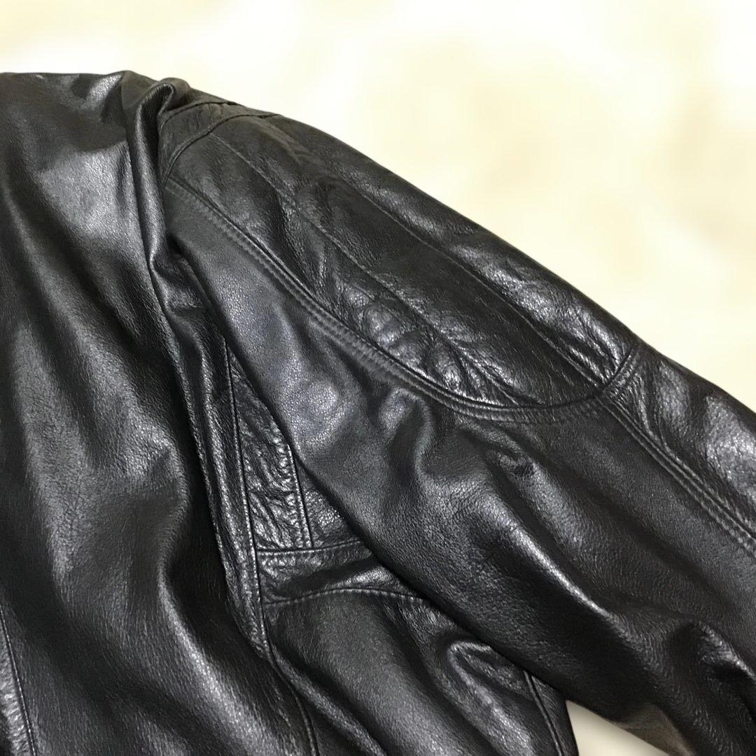 鹿皮　本革　オールブラックス　レザージャケット　黒　本革　ヴィンテージ　革ジャン