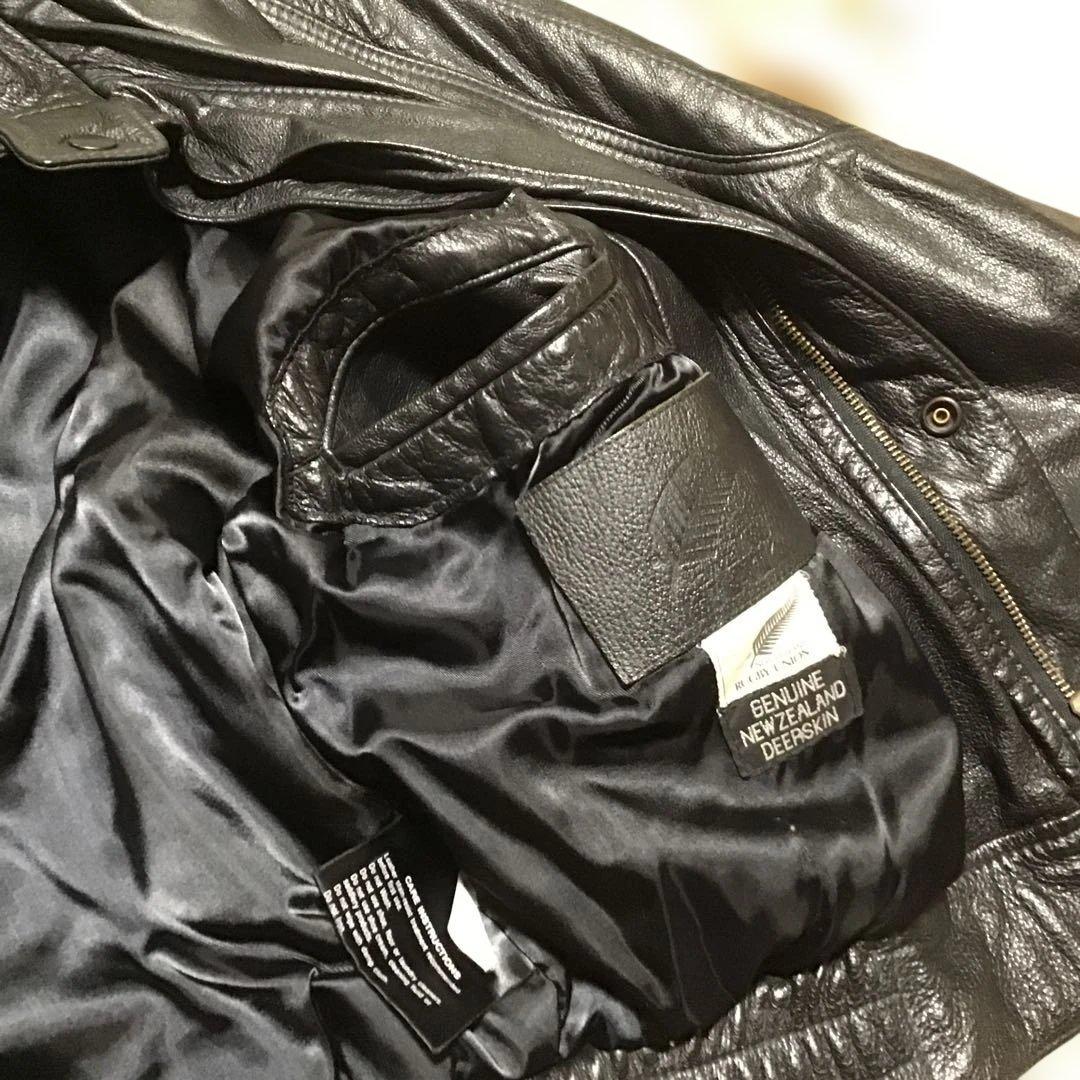 鹿皮　本革　オールブラックス　レザージャケット　黒　本革　ヴィンテージ　革ジャン
