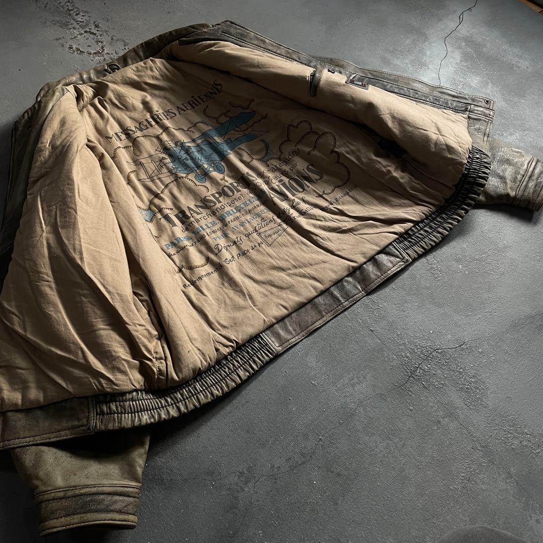 type A-2 rare“本革”gray “短丈“bomber jacket