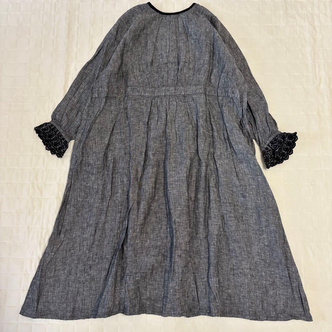 美品！kazumi×samansamos2 袖口刺繍リネンワンピース