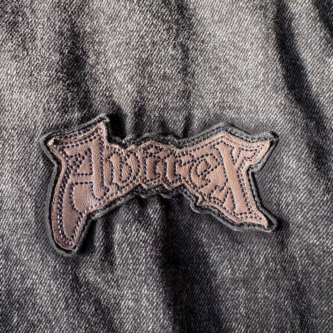 ジャケット・アウター AVIREX LEATHER PATCH DENIM JACKET BLACK