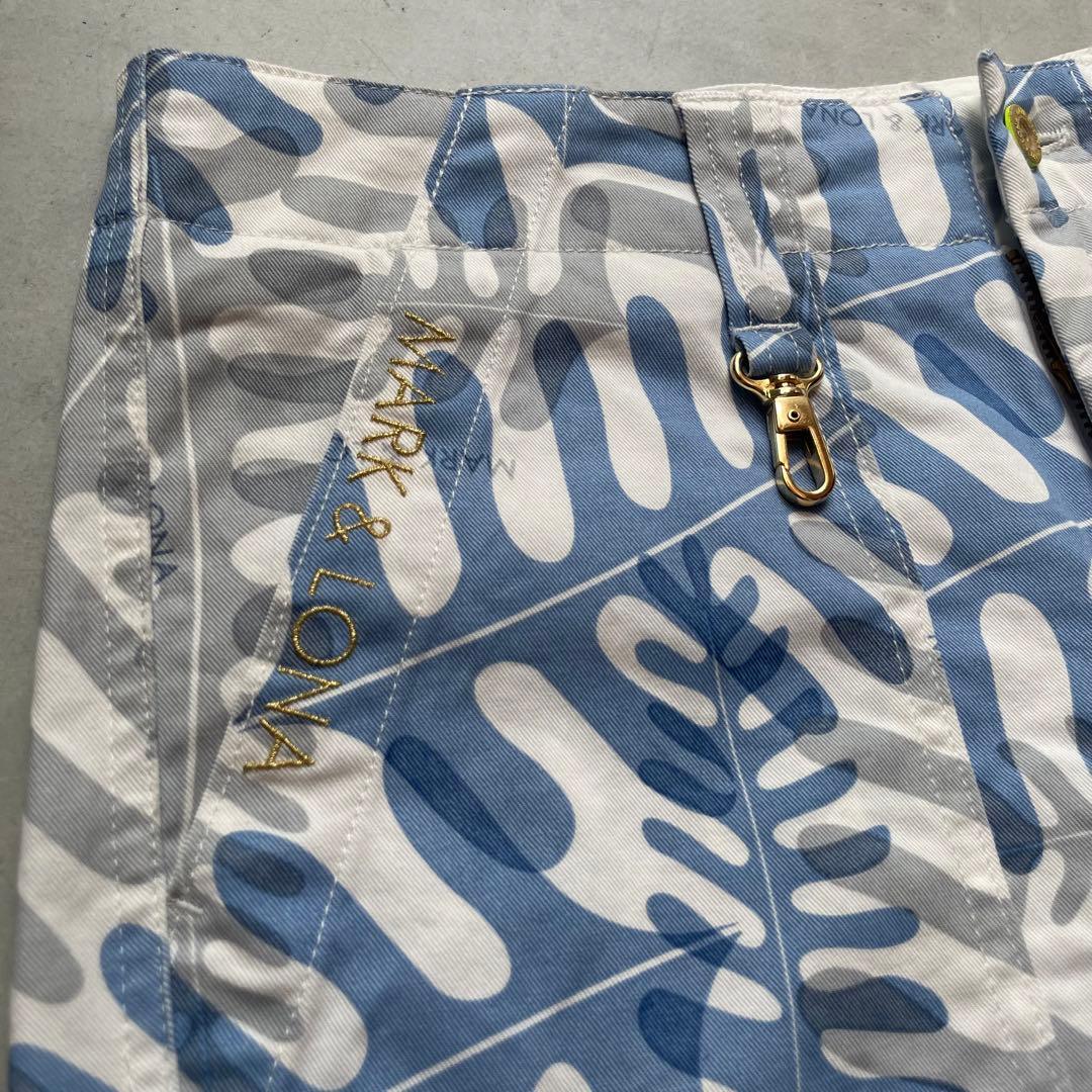 【美品】MARK&LONA マークアンドロナ 総柄ショートパンツ スカルワッペン