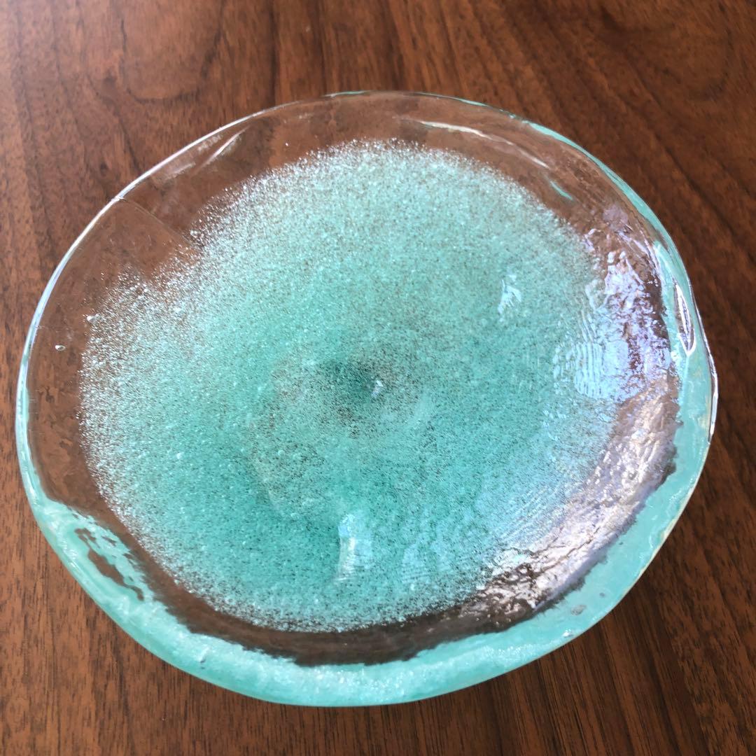 琉球ガラス　泡ガラス　菓子入れ　大