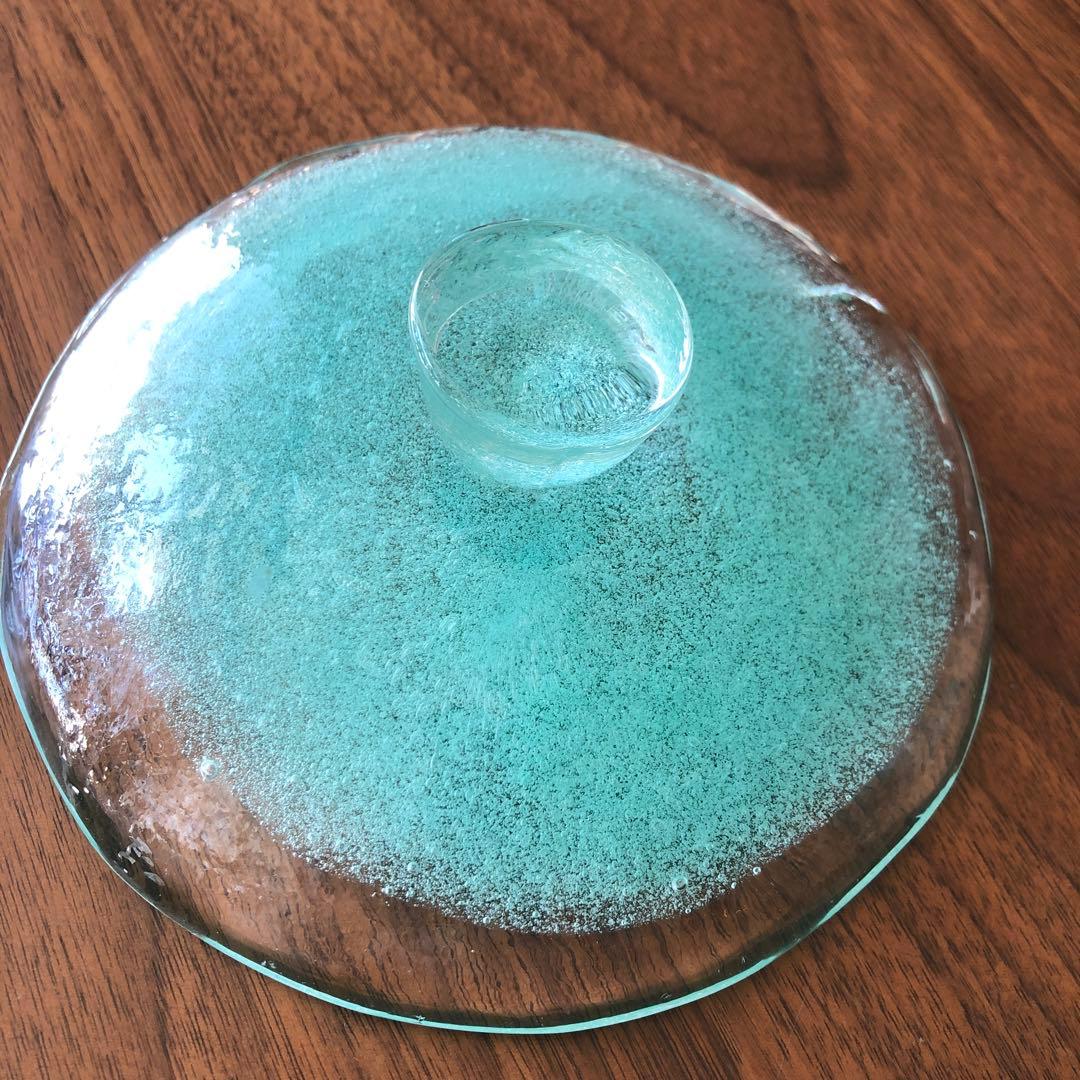 琉球ガラス　泡ガラス　菓子入れ　大
